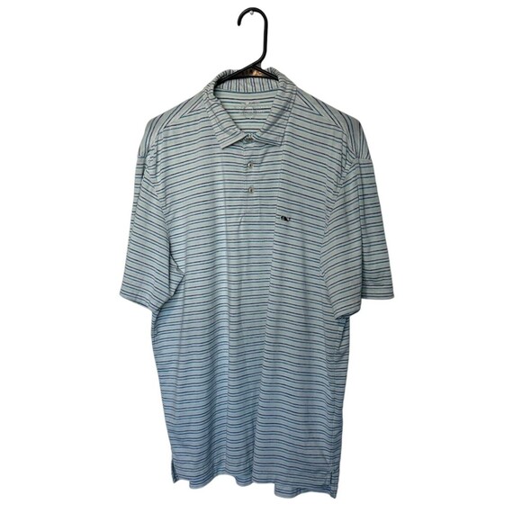 Vineyard Vines Polo Shirt Large Blue Green On the Go Performance OTG Sankaty - Picture 1 of 10